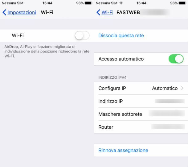 Come scollegare iPhone dal WiFi