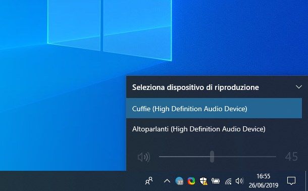 Gestione cuffie Windows 10