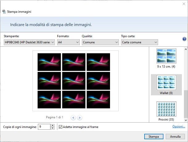 Come stampare più immagini uguali sullo stesso foglio