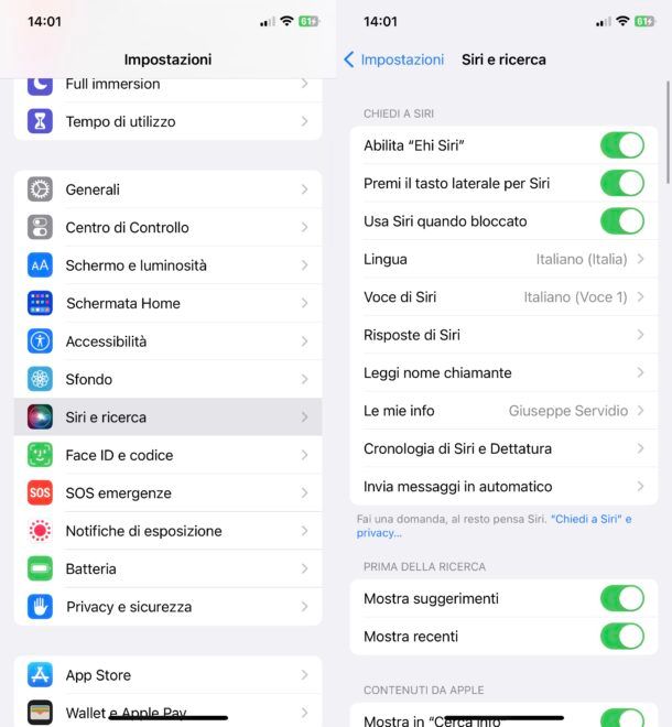 Attivare Siri su iPhone