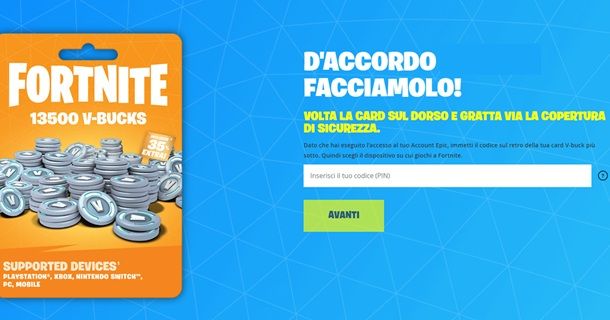 Come riscattare codice V-buck Fortnite multipiattaforma