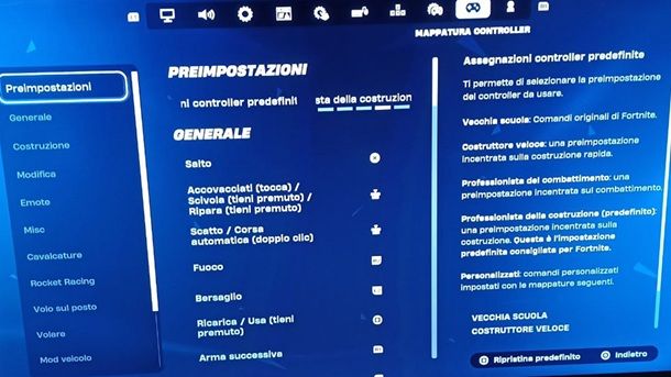 Impostazioni Fortnite PS4