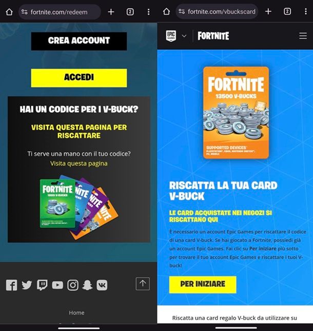Come riscattare codice Fortnite smartphone e tablet