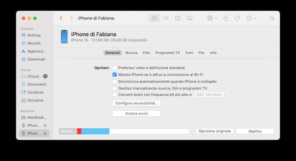 Trasferimento via Wi-Fi
