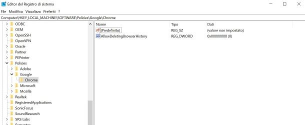Come bloccare cancellazione cronologia Chrome
