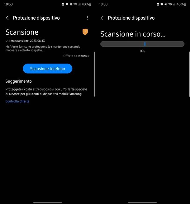 Sicurezza dispositivo Samsung