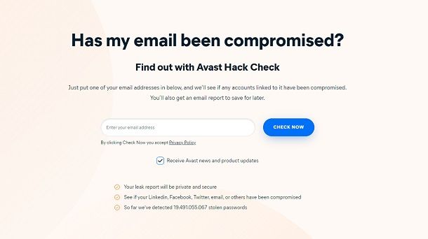 Avast Hack Check Sito Web