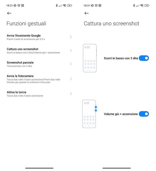 Come fare screenshot Xiaomi: gesture