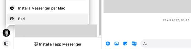 Disconnettersi da Facebook Messenger Web