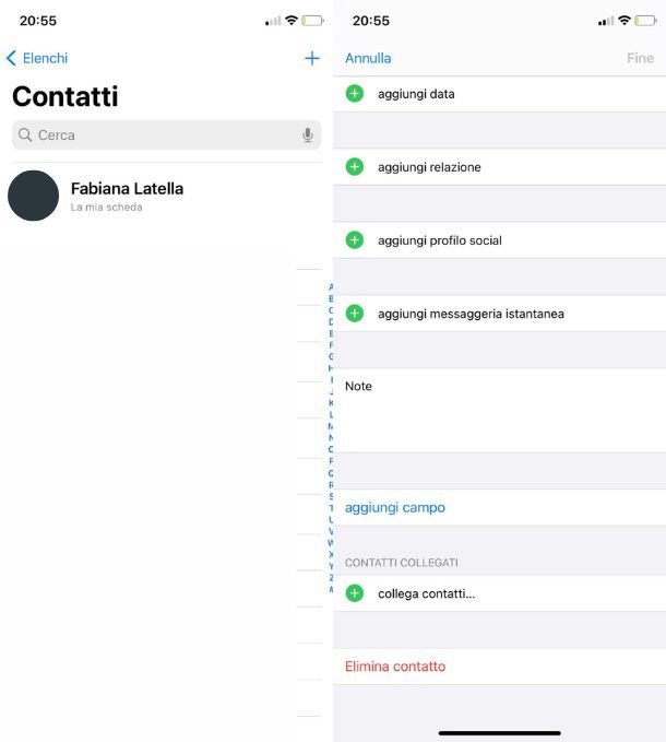 Eliminare contatti iPhone