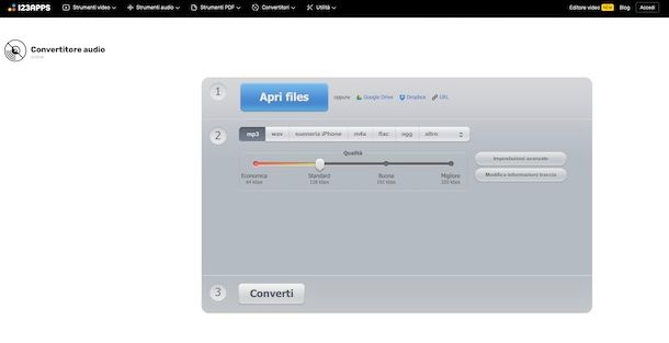 Convertitore audio di 123apps