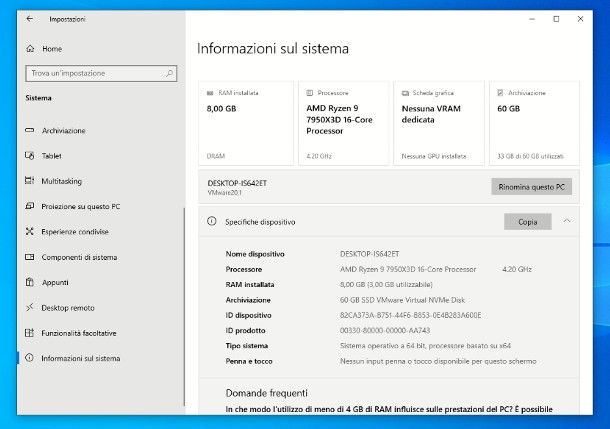 Come usare tutta la RAM Windows 10