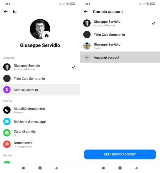 Disconnettersi da Messenger Android