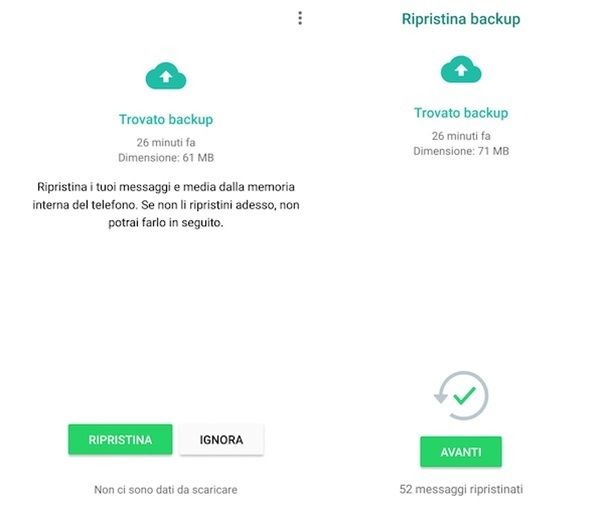 Backup delle chat WhatsApp