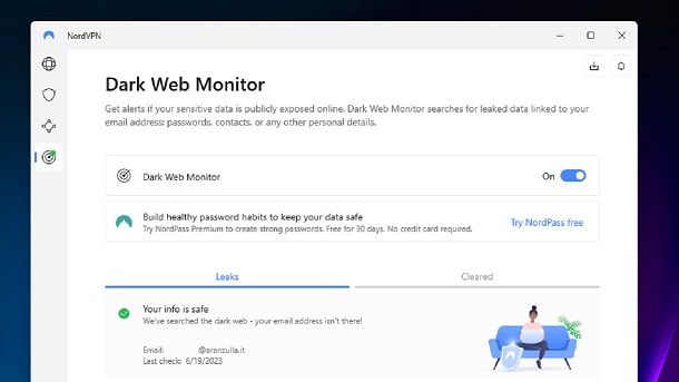 Come funziona Dark Web Monitor NordVPN