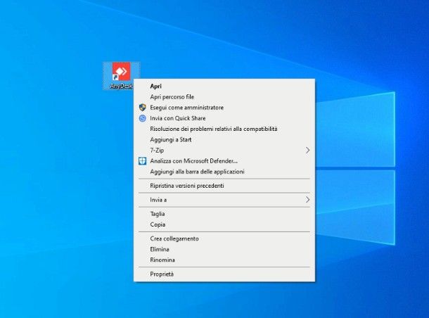 Come togliere icone dal desktop Windows 10