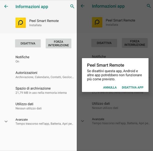 Come disattivare Peel Remote