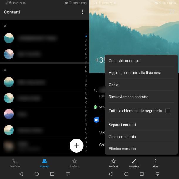 Come eliminare contatto da rubrica Android