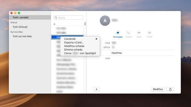 Come eliminare contatto da rubrica macOS