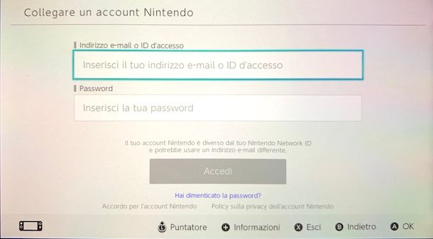 Associazione account Nintendo Switch