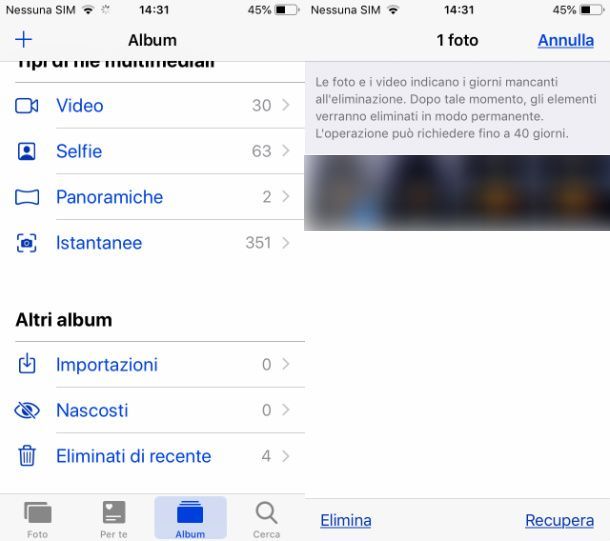 Recuperare screenshot Foto iOS