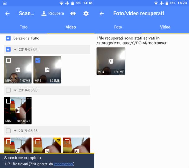 Recuperare video con EaseUS MobiSaver su Android