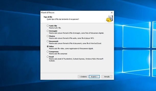 Recuperare video con Recuva
