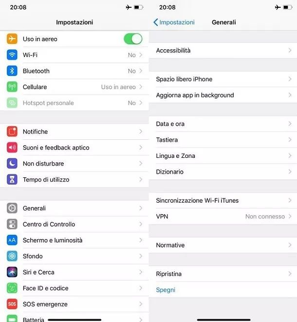 Riavvia iPhone XR Impostazioni iOS