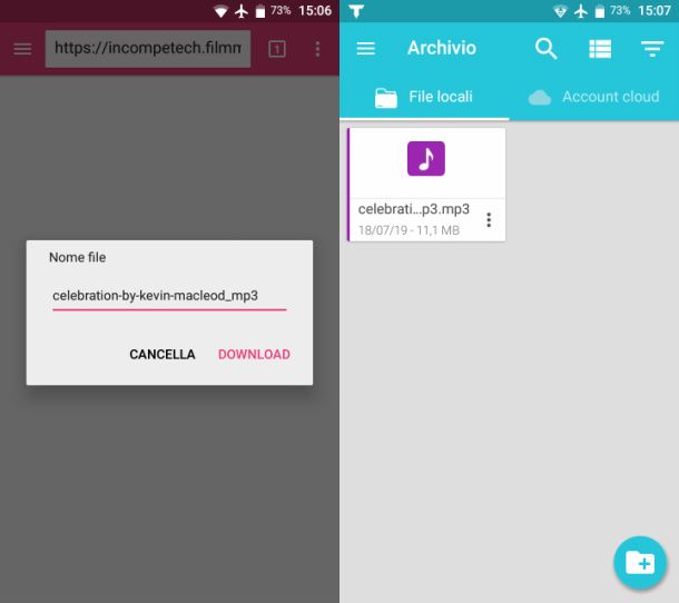 Scaricare musica su Total per Android tramite browser