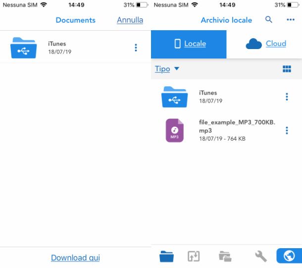 Scaricare musica su Total per iOS tramite Cloud