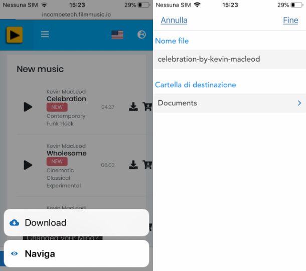 Scaricare musica su Total per iOS tramite browser
