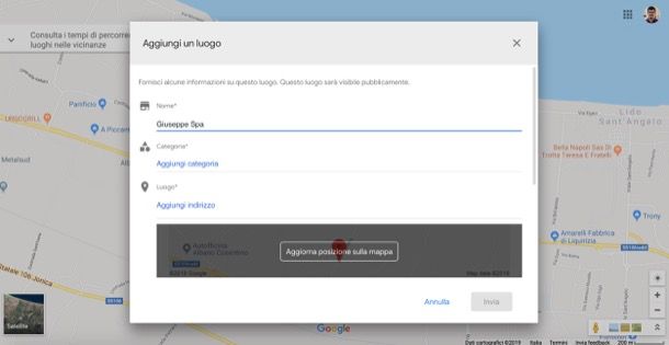 Aggiungere un luogo su Maps