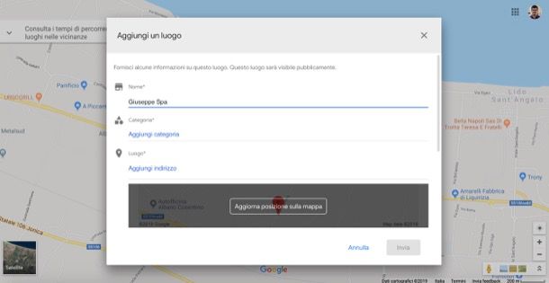 Aggiungere un luogo su Maps