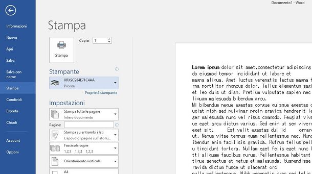 Stampare da Word su Windows