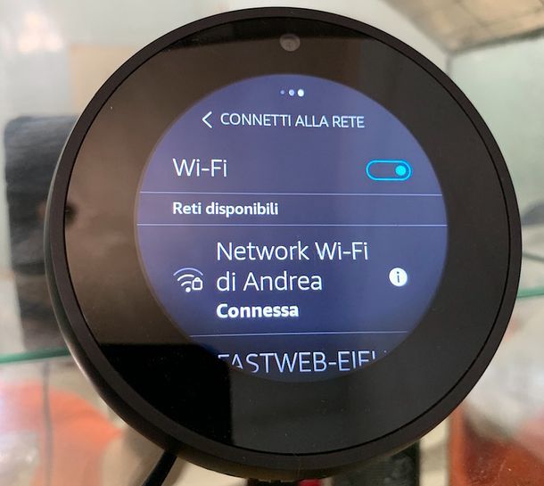 Configurazione Wi-Fi Echo Spot