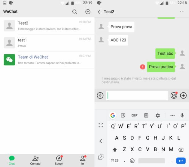 WeChat blocco utente