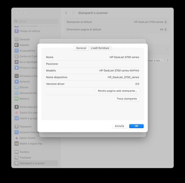 Raggiungere il pannello Web macOS