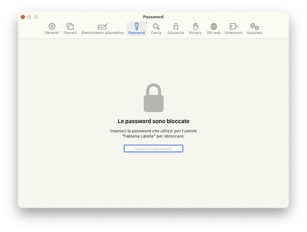 Password di Safari