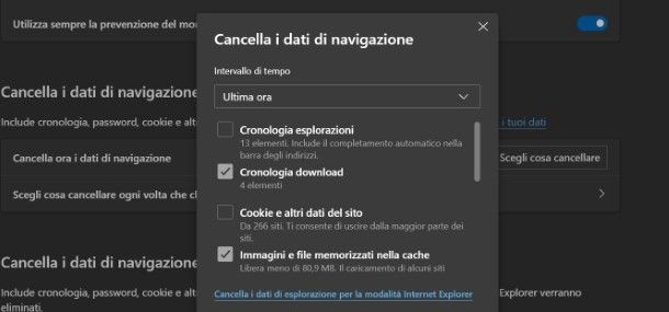 Come bloccare cancellazione cronologia Edge