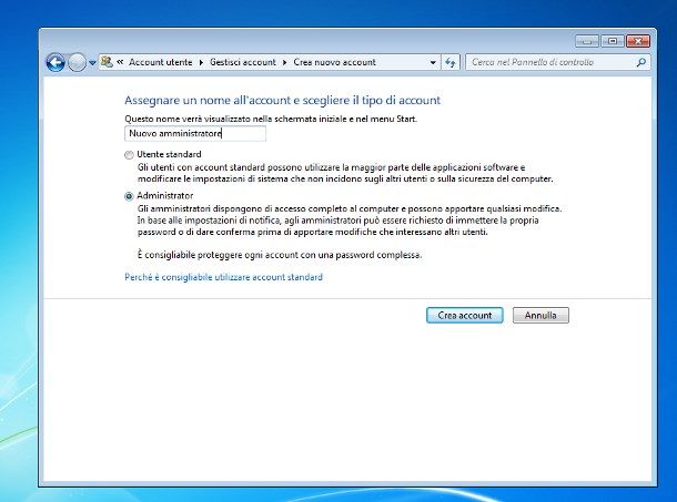 Come cambiare amministratore PC Windows 7