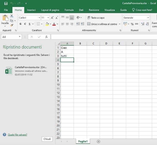 Come recuperare un file Excel non salvato su Windows