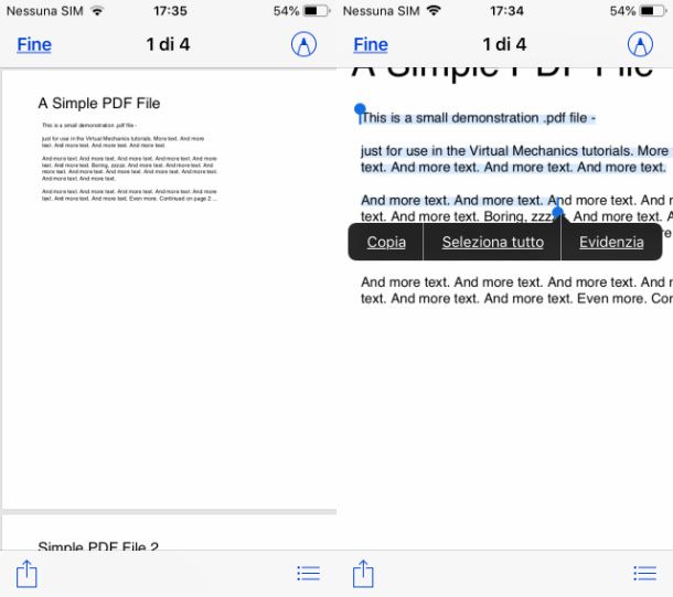 copiare testo da un PDF con File di iOS