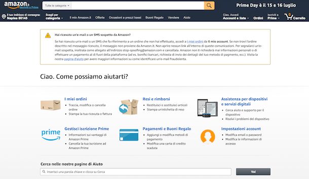 Supporto Amazon