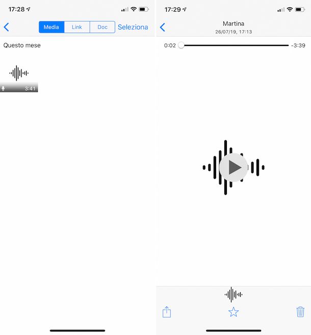 Recuperare audio WhatsApp iPhone