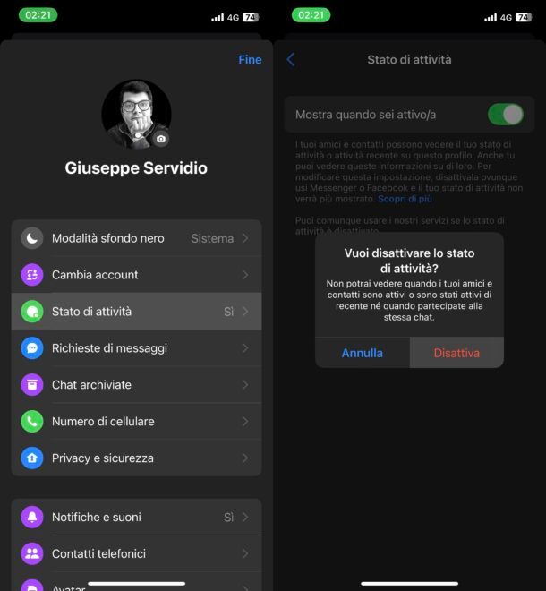 Come non far vedere ultimo accesso Facebook