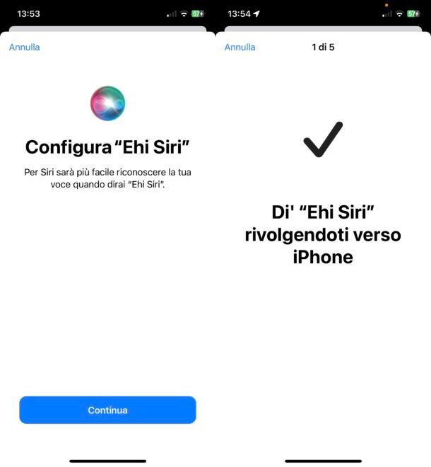 Abilitare Ehi Siri