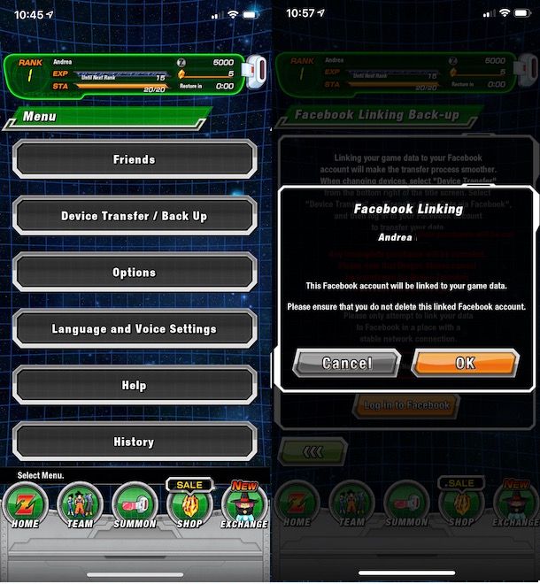 Account Facebook Dokkan Battle