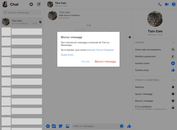 Blocco contatti Messenger Web