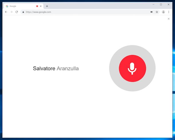 Ricerca vocale su Chrome Windows 
