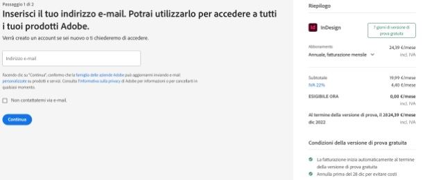 Prova gratuita di InDesign